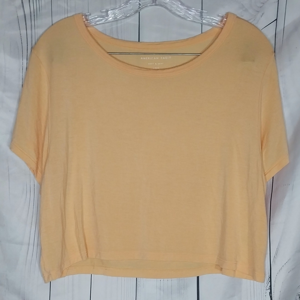 American Eagle Soft & Sexy Cropped Boatneck Shirt